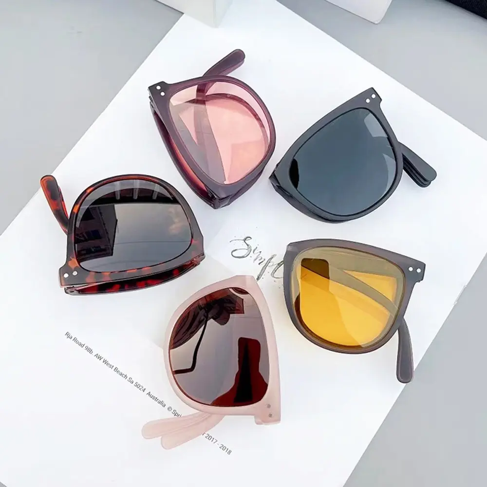 3 Colors Polarized Folding Sunglasses Women Portable Sunshade Mirror Outdoor Travel with Box