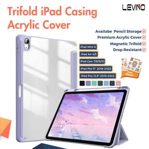 LEVINO Case Compatible for iPad Mini 6 / iPad Air 5 / Gen 9/10 Acrylic With Slot Pen For iPAD Pro 11" Mini 6 Gen 7/8/9 TPU Cover