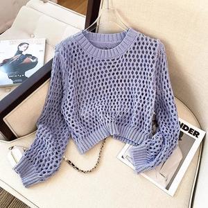 Big Brand Clearance Bargain Hollow Out Sun Protection Blouse for Women Summer Niche Loose Pullover Air Conditioning Knitted Shirt