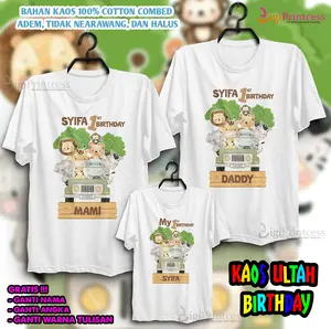 KAOS CUSTOM FAMILY BIRTHDAY TEMA ZOO / KAOS ULANG TAHUN