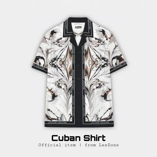 Sơ mi Loang Tuyết | Áo sơ mi lụa Cuban LeeZone form rộng