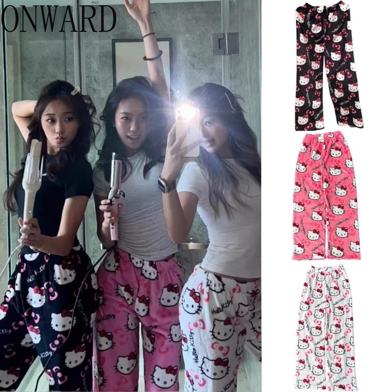 Quần Ngủ Pijama, Thiết Kế Hình Mèo Hoạt Hình, Chất Liệu vải nỉ Dày Dặn, Dành Cho Nữ, Mùa Thu Và Mùa Đông, Hàng Mới Về, Nhung Dày Dặn, Giữ Nhiệt, Thích Hợp Cho Trang Phục Thường Ngày Và Mặc Nhà Áo