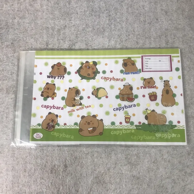 Bìa bao tập tiện lợi bìa bao tập cute có sẵn bìa bao kiếng họa tiết  capybara (10 cái) 3
