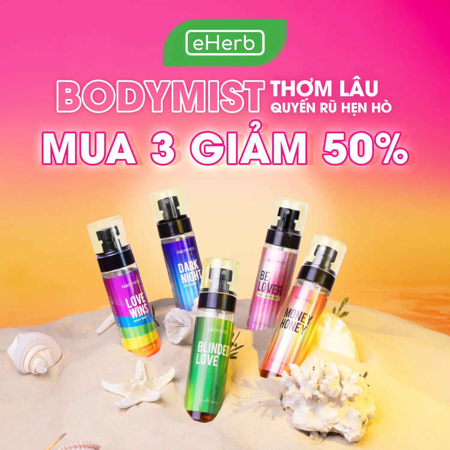 [SUMMER MUA 2 GIẢM 30% - MUA 3 GIẢM 50%] Xịt Thơm Body Mist Nam Nữ EHERB - Nước Hoa Việt Nam - Body Mist Chú Cá BODYMISS Perfume Cosmetic Women Fragrance Mỹ Phẩm - Xịt Thơm Tóc Cho Nam Siêu Lâu - Hair Mist Xịt Tóc Nam Chính Hãng