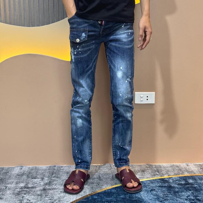 Quần Jean Nam D2 Hàng Super Khoá Sườn Phối 2 Màu Bản 4 Cúc Màu Cực Net C050 Menswear Pants Có Túi - Bò jean co dãn 4 chiều