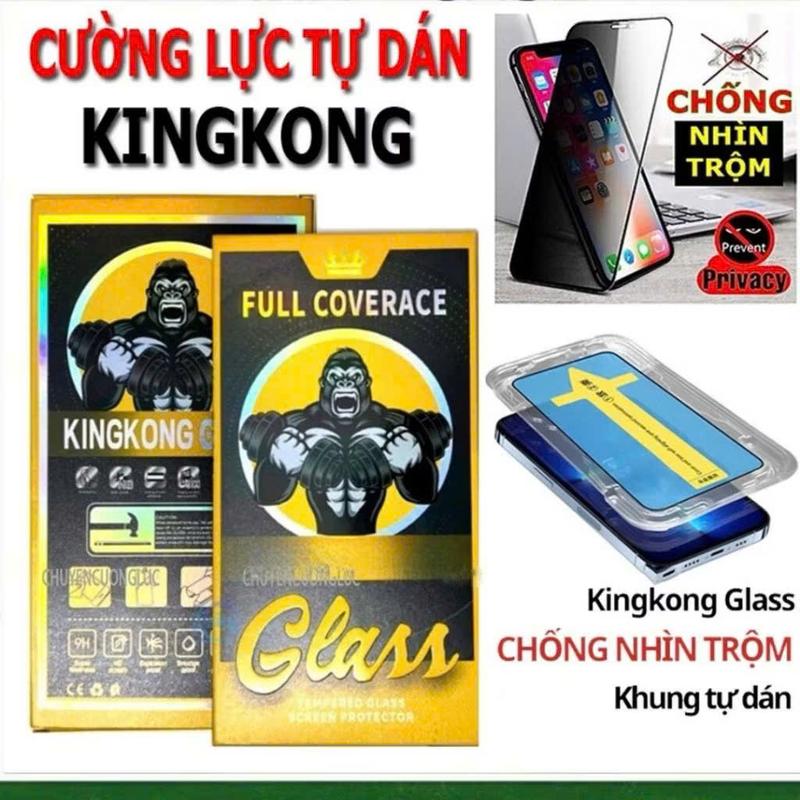 [Tặng 1 Kính] SET 5 Kính Cường Lực Tự Dán KINGKONG GLASS Chống Nhìn Trộm Có Khung Trợ Dán Full Màn Iphone 2