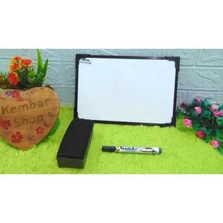 PAHE-WB2030 PAKET HEMAT PLUS SPIDOL DAN PENGHAPUS! WHITE BOARD BLACK BOARD PAPAN TULIS  BELAJAR ANAK 2 SISI BOLAK BALIK 1