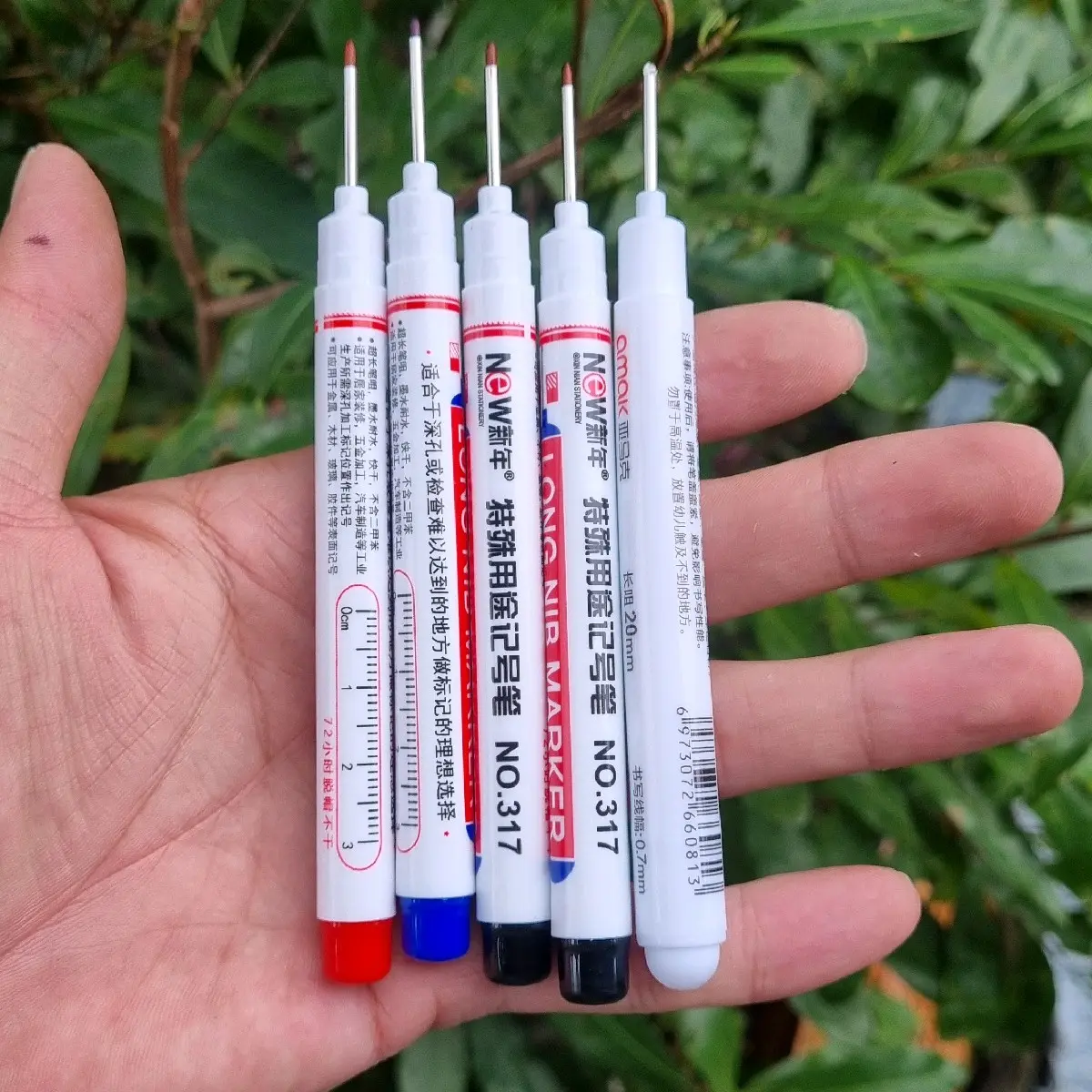 05 bút đánh dấu 4 màu sắc ( trắng, xanh, đen, đỏ) ngòi dài 20mm - Đánh dấu trên bề mặt Kim loại, Nhựa, Gỗ, Gạch men