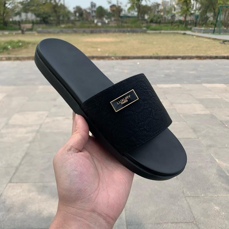 Khâu Đế Dép Nam luxury Pairis quai da đế cao su 2 lớp khâu chắc chắn- size 37-43- bh 6 tháng- hỗ trợ đổi size bánh DéP Slipper deo quaingang