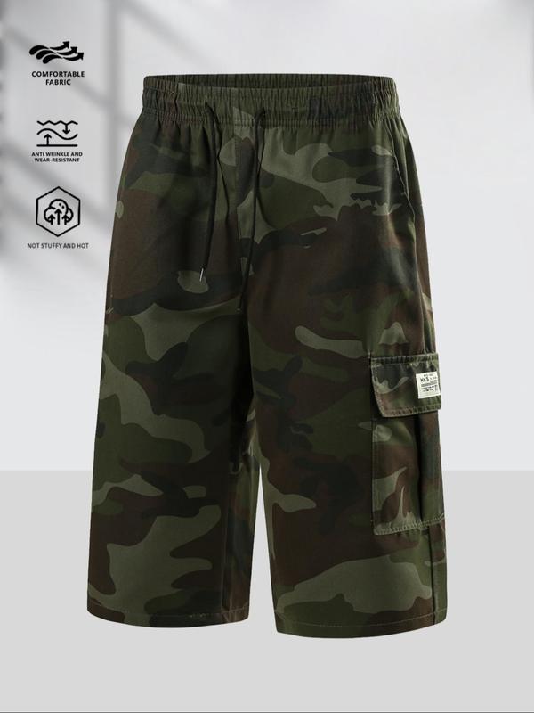 Men's Camo Print Flap Pocket Cargo Shorts, Regular Fit Casual Street Fashion Comfy Shorts for Summer, Men's Bottoms for Daily Wear, Tropical 1