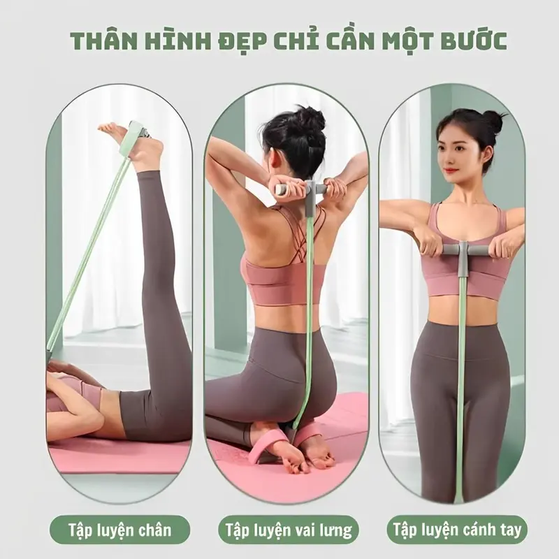 Dây Tập Bụng, Dây Kéo Đàn Hồi Kháng Lực 4 Ống Cao Su Tập Thể Dục, Tập Gym, Tập Yoga, Dây Kháng Lực Tại Nhà 5