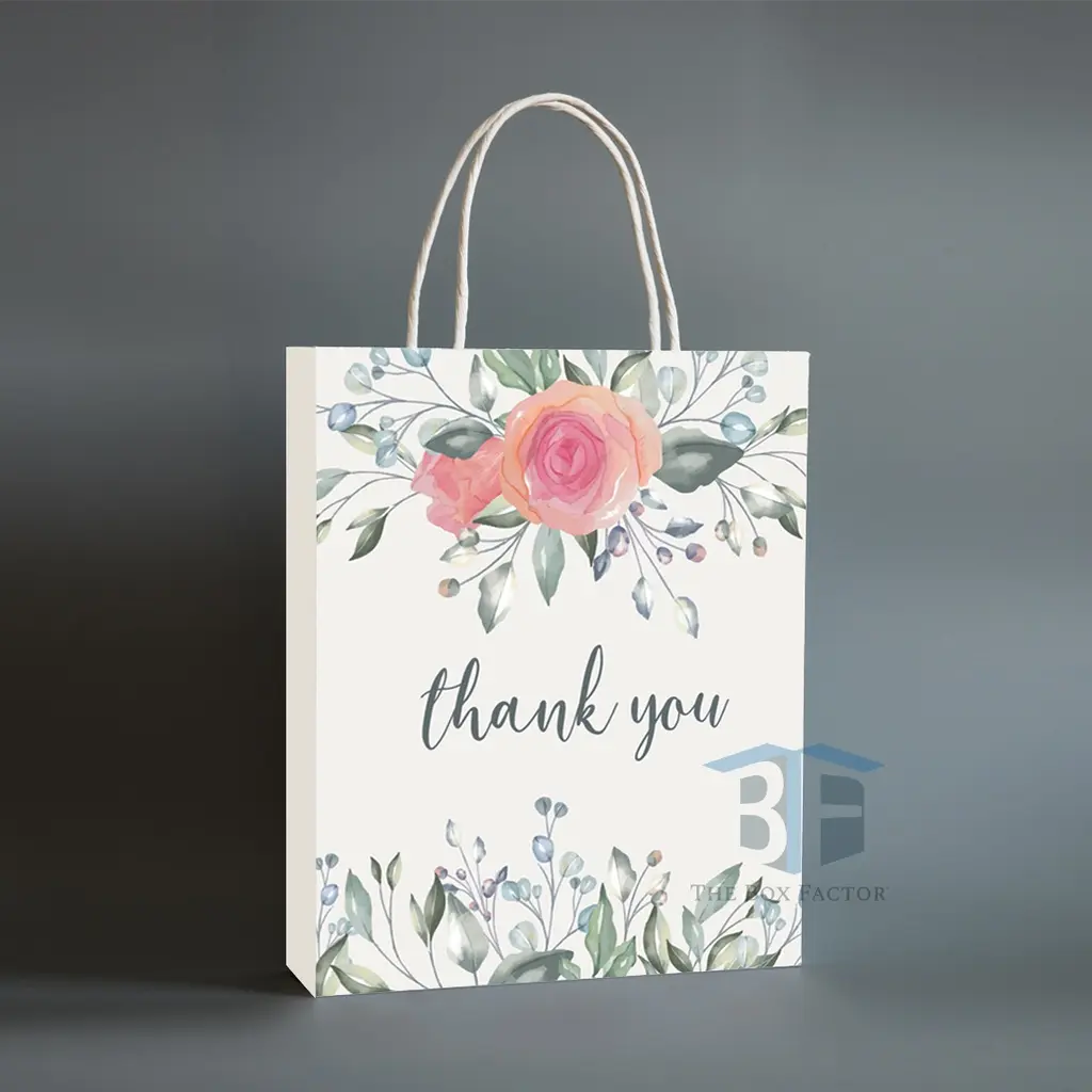 (Rumah) cinta bunga terima kasih percetakan beg kertas bahan tebal, beg perkahwinan,