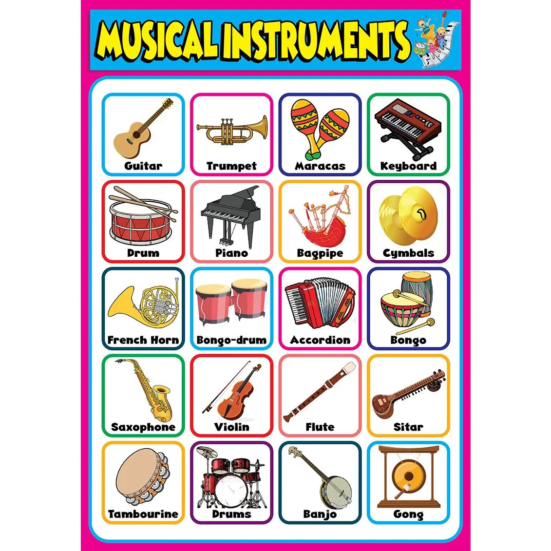 Musical Instrument Educational Chart - A4 Size Poster - Waterproof ...