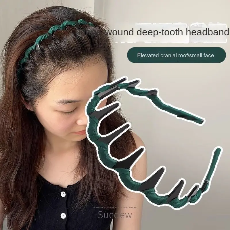 [Selected Hot] 2025 New Internet Celebrity Wave Headband Female Out Hairpin For Hair Washing Toothed Non-Slip Hair Pressure French Headband