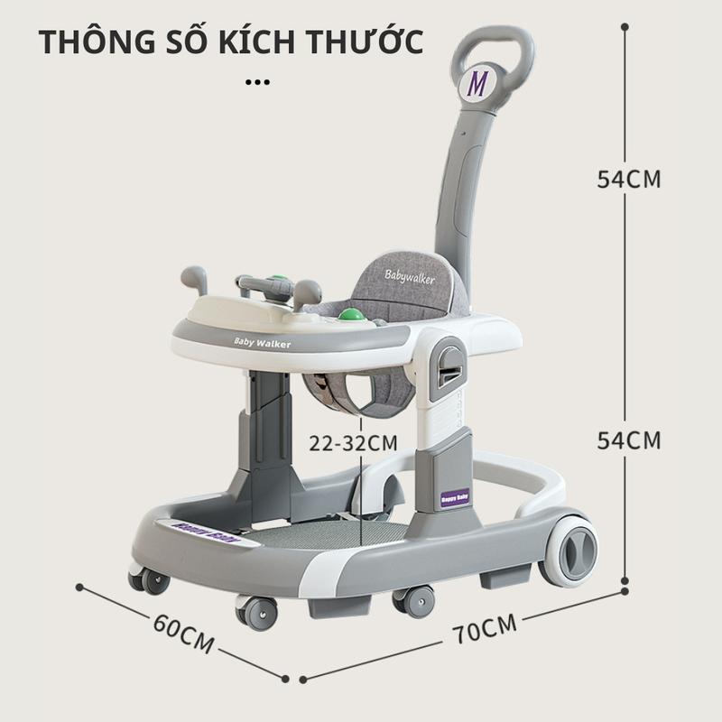 Xe tập đứng cho bé, xe tập đi chữ U cao cấp Babyhope cho bé có cần đẩy điều chỉnh độ nghiêng dễ dàng 3