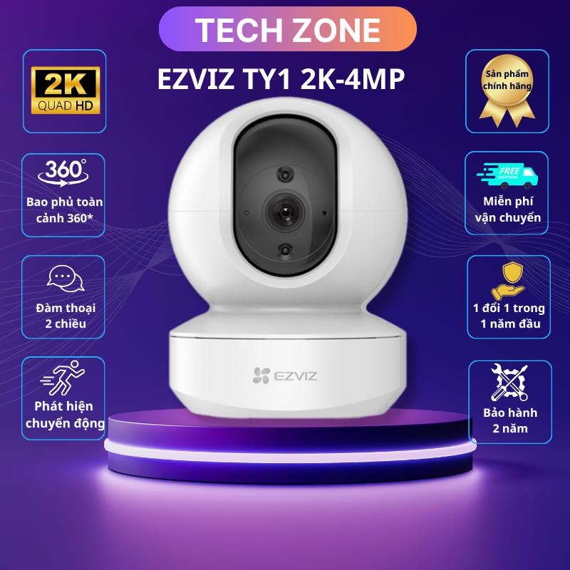 Camera Wifi Ezviz TY1 độ phân giải 2K-4MP, xoay 360 độ, đàm thoại 2 chiều, cảnh báo còi hú tại TECHZONE VN