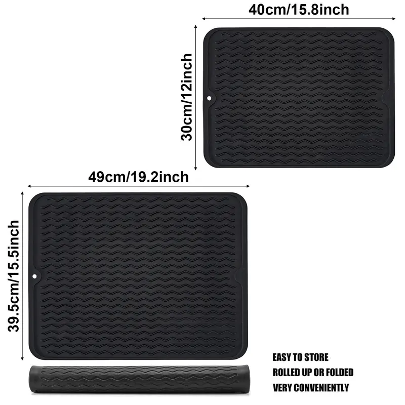 Silicone Tableware Drying Mat, Heat Resistant Non-slip Placemat, Kitchen Countertop Protector, Kitchen Accessories for Home Use 1