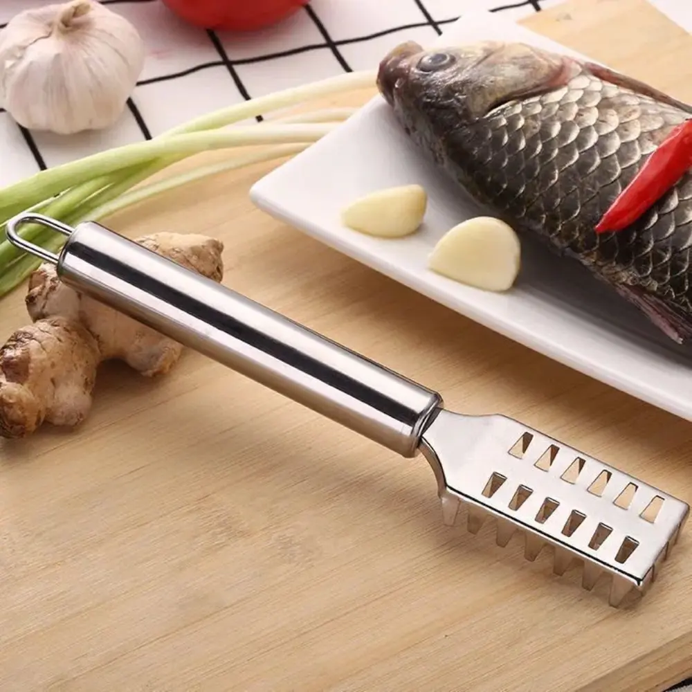Stainless Steel Fish Scale Remover Fish Cleaning Tools Labor-saving Anti-rust Fish Scales Brush Rectangular Head Fish Scale Cleaner for Restaurant