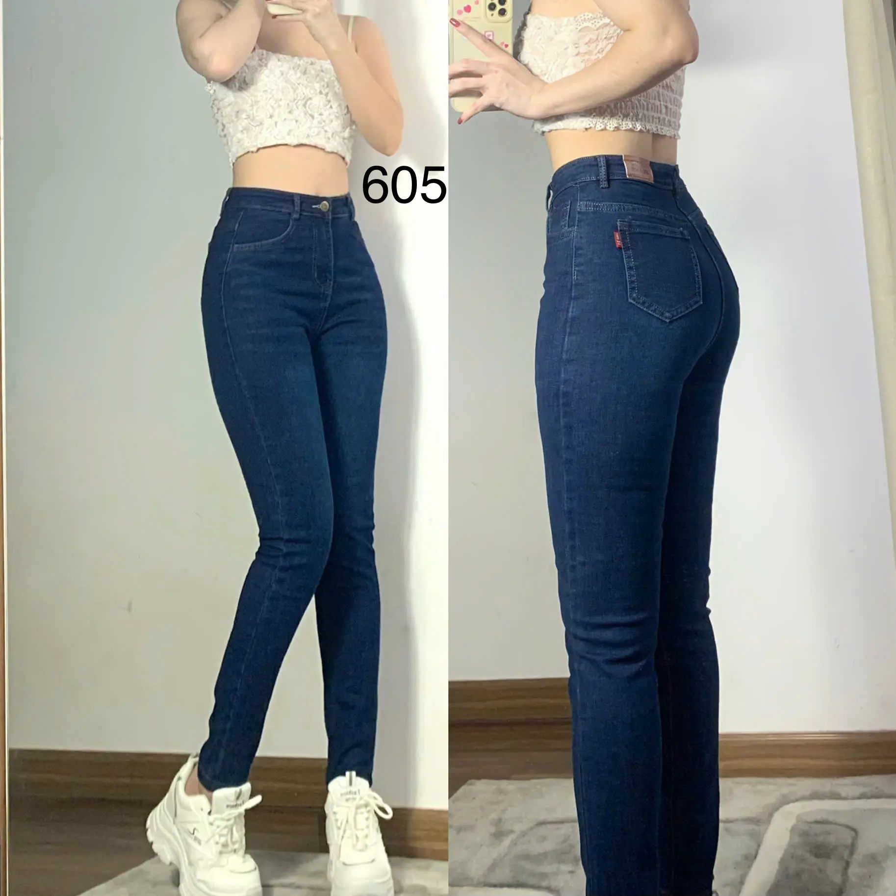 Quần jean nữ xanh 2 cúc lưng cao tôn dáng chất liệu denin co dãn tốt ms605