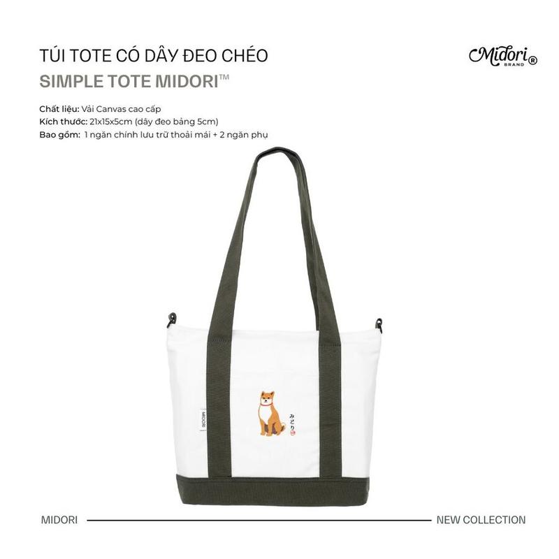 Túi Tote Có Quai Đeo Chéo Thời Trang Chó Shiba Phong Cách Nhật Local Brand MIDORI M STUDIO