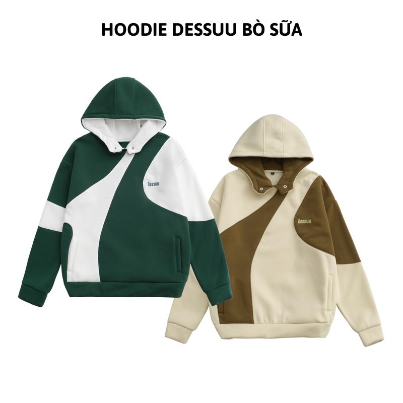 Áo Hoodie Dessuu bò sữa nút bấm cổ cao form rộng nam nữ Unisex_SSSTore Menswear Tay Dài
