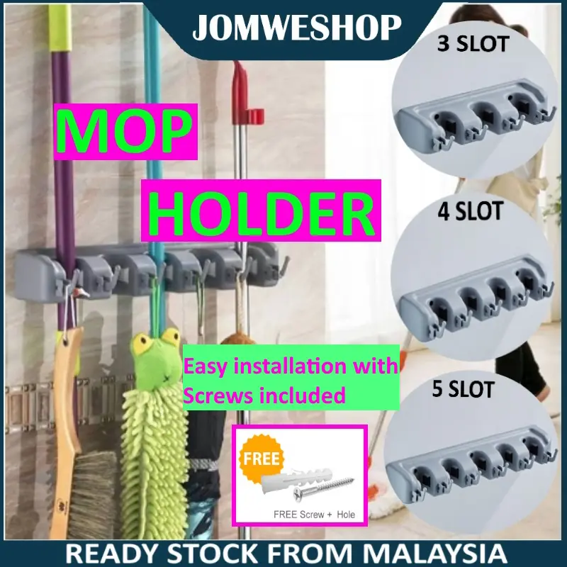 (SCREW DRILLING) Magic Wall Mounted Mop & Broom Holder