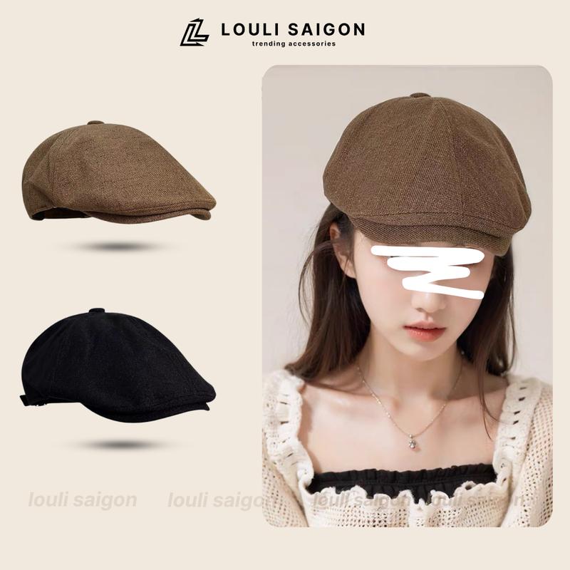 Mũ nồi beret nam nữ LOULI SAIGON vải canvas, nón beret thời trang retro vintage BR07