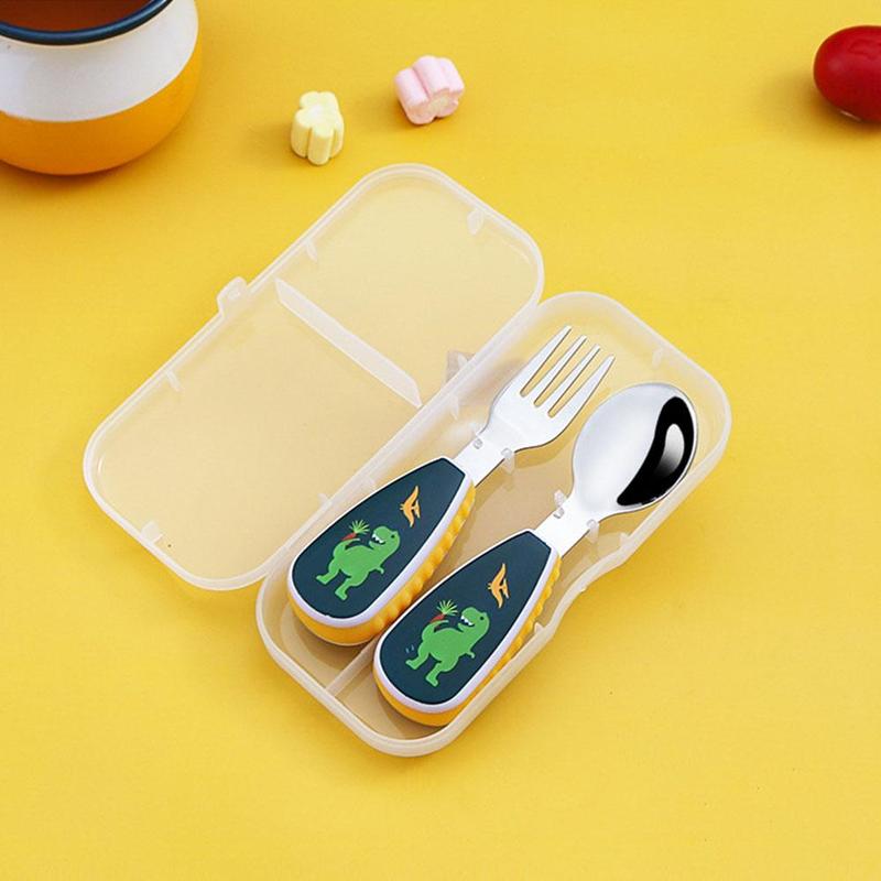 Product Introduction of 1 Set Cute Tableware Food Training Spoon Dessert Spoon For Children Feeding Spoon Fork Baby U0F6 31