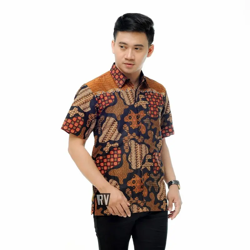 Termurah Hem batik katun nyaman pria lengan pendek - baju batik seragam kantor bahan halus murah motif mewah Pekalongan _HPE .06A 3