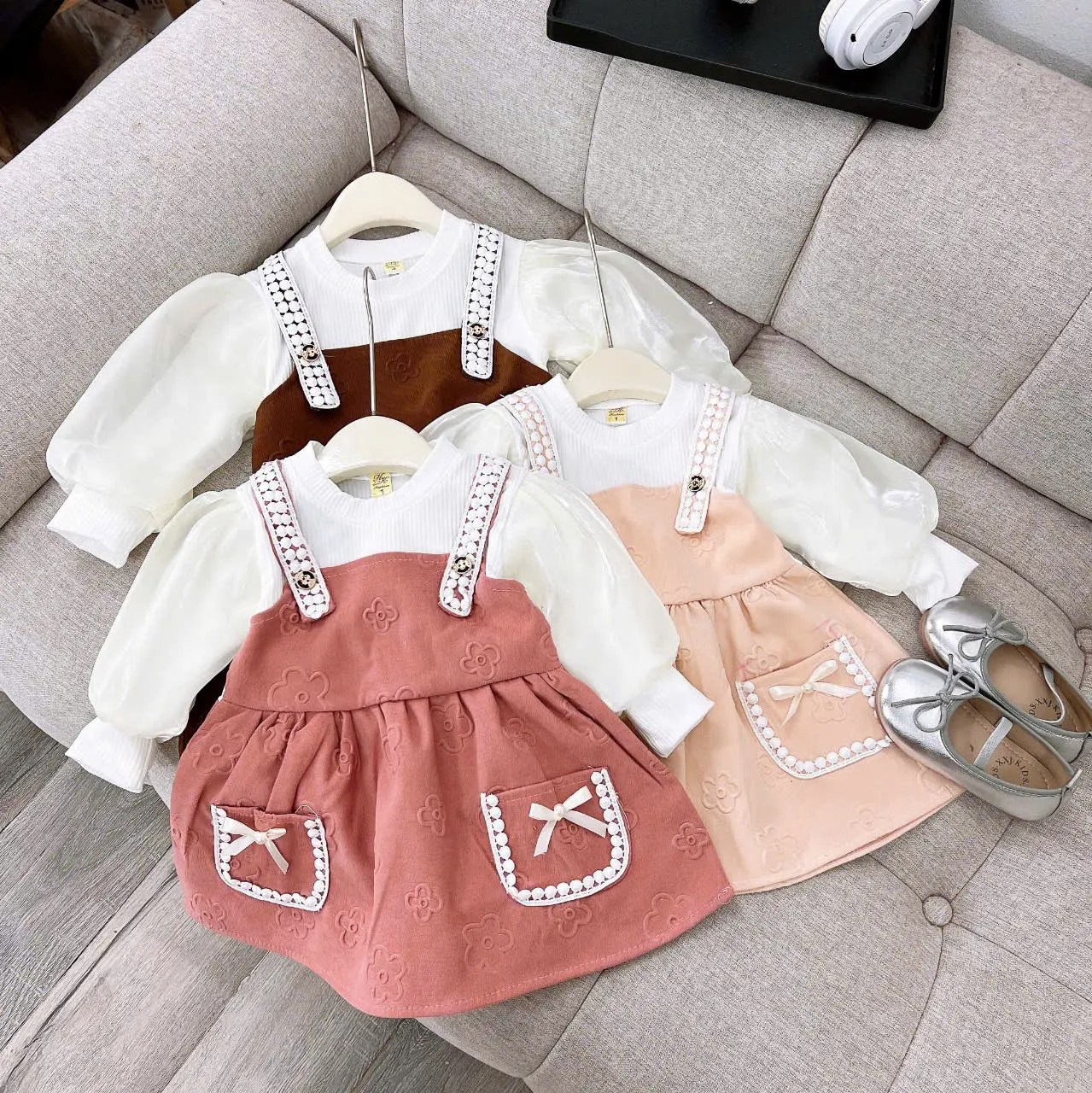 váy đầm thu đông cho bé gái size 7-20 kg mặc đi học đi chơi , váy bé gái dễ thương - Sandal đồ  bé