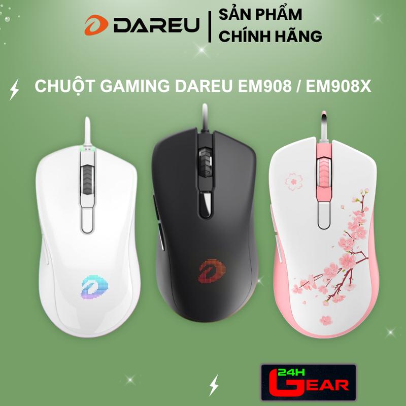 Chuột Dareu EM908X Gaming Đen / Hồng / Trắng ( LED RGB , DPI: 800-6400)