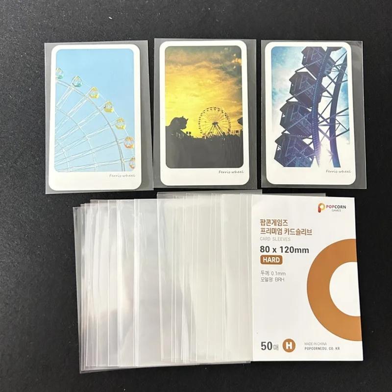 50pcs New 3 Inch Kpop Card Sleeves Clear Stationery Album Binder Game Card Holder Photo Popcorn Card 7