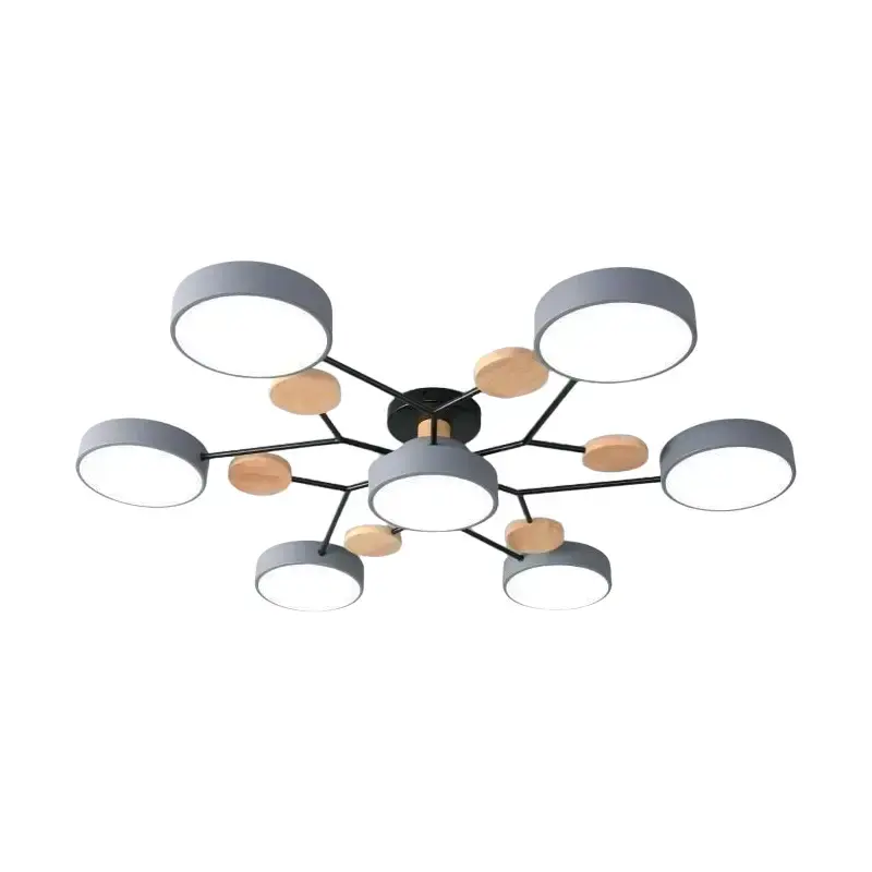 3 Warna Dipimpin Lampu Langit-langit Modern Gantung Kayu Minimalis Ruang Tamu Langit-langit Kamar Tidur Nordic Hias Estetika Penerangan Rumah 2