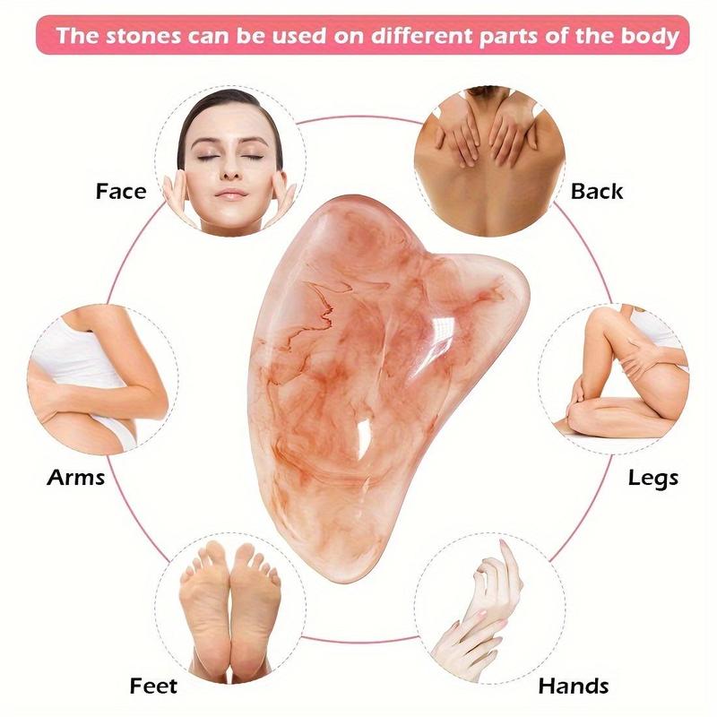 Product Introduction of Heart Shaped Resin Body Massager Gua Sha Board, Five-Tooth Round Head Meridian Scraping Massaging Comb Exfoliating Tool for Skin Care, Facial Head Massage and Relaxation - Ergonomic Design, Gentle on Skin Facial Lift Up 8