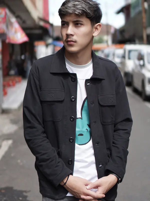 EUVERSE BUTTON UP JACKET | SHACKET JACKET FLEECE PRIA WANITA UNISEX ARMY GREEN BLACK KATUN BABY TERRY 4