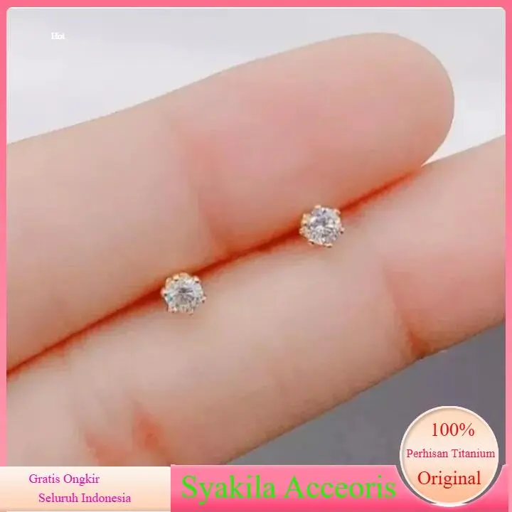 EMAASS MUDA Anting Tusuk Mata Satu GOLD / SILVER ANTING GIWANG WANITA ANTI LUNTUR ANTI KARAT  Perhiasan Earrings