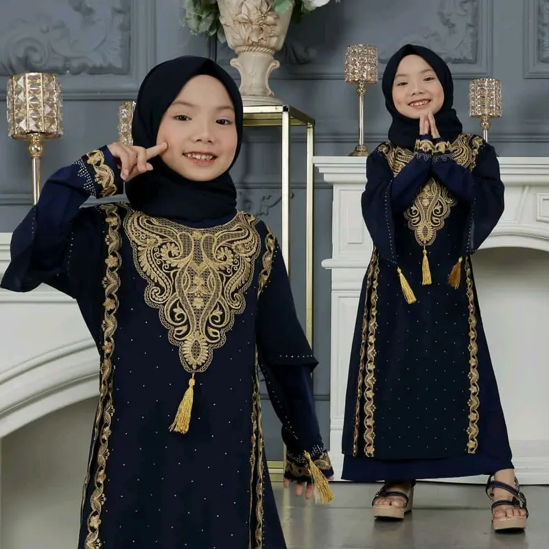 Abaya Anak Irana Bordir Varian Warna Elegan Gamis Muslim Anak Cewek Nyaman Dipakai Bisa COD 4