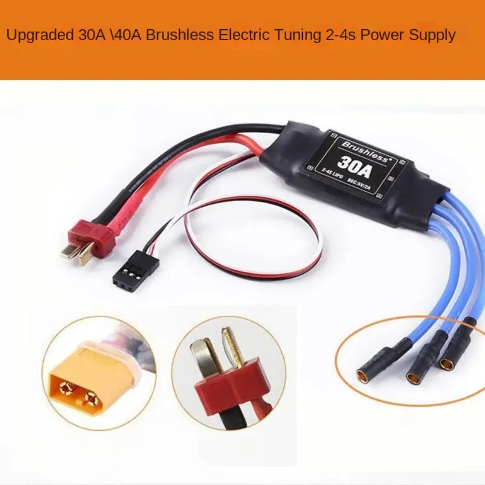 Bộ điều khiển tốc độ điện tử ESC không chổi than, Mới, 30A và 40A, Tương thích với 2-4S và 5V, 3A UBEC, Phích cắm T, Dễ sử dụng, Thích hợp cho các bộ phận máy bay RC và máy bay phản lực FPV, Thích hợp cho điều khiển từ xa