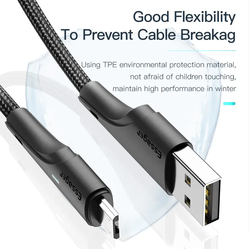 Essager Nóng bán Dây Cáp Sạc Nhanh 3a type c / micro usb 2m / 3m 2 Trong 1 Cho Điện Thoại android 2