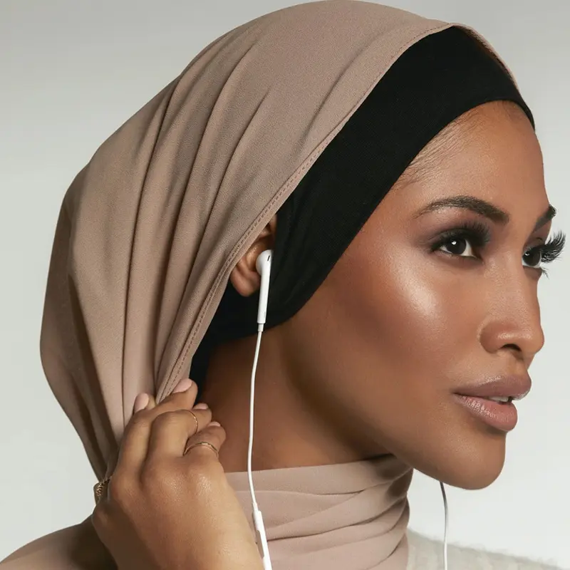 Anak Tudung Tutup Flat Brim with Ear Hole Sleeve Cap Small Hat Bottoming Hood Can Wear Mask