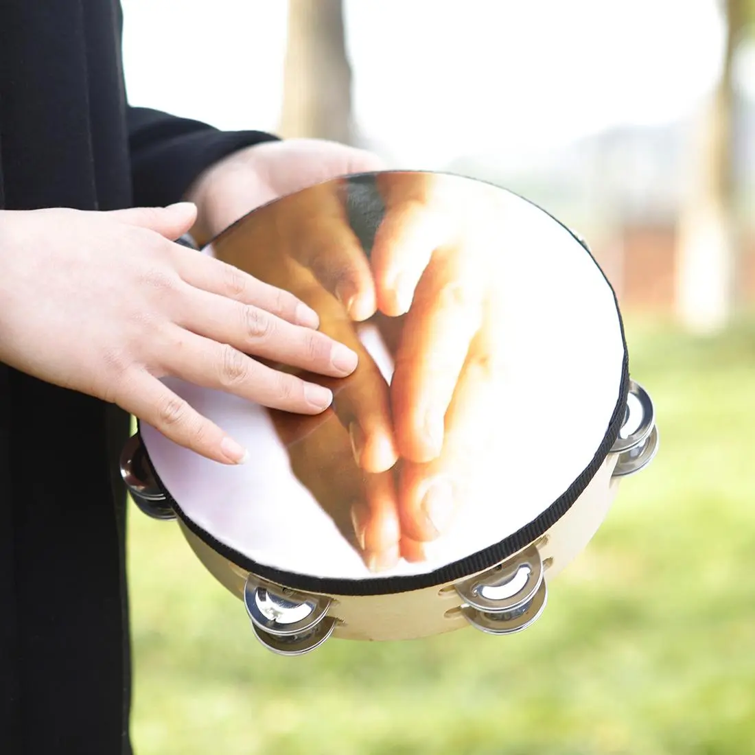 Double Layer Handheld Tambourine, 3 Counts/set Hand Percussion Instrument, Musical Instrument for Home & School & Party, Music Accessories