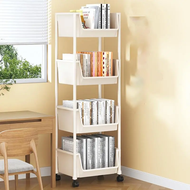 Mobile Bookshelf with Wheels, 1 Count Simple Bookshelf, Storage Rack for Children's Toys, Home Organizer for Living Room and Bedroom