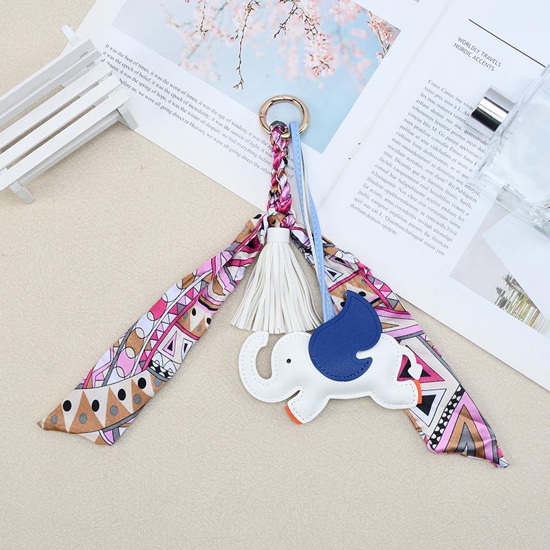 Sosialita Bagcharm Tassel Scraf and Small Elephant Aksesoris Gantungan Tas Gajah Charm