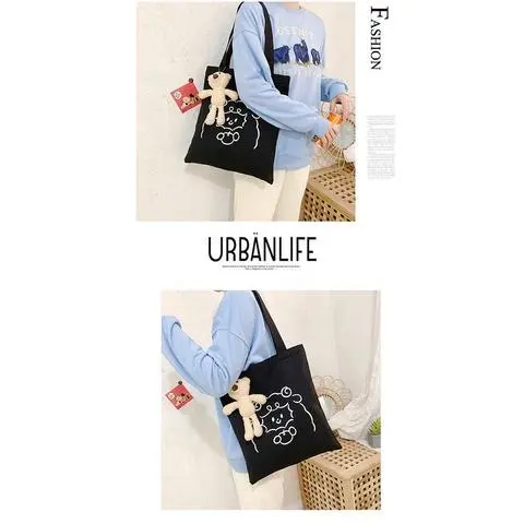 Túi vải canvas Túi tote xách tay nam nữ đeo vai đựng đồ hình dáng đáng yêu 2