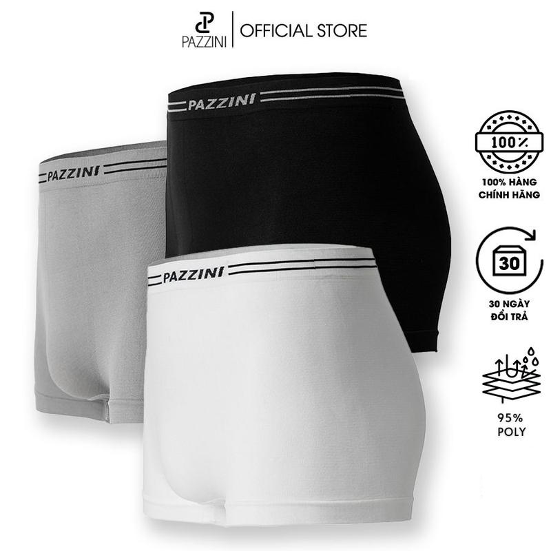 [ ĐỘC QUYỀN LIVE ] Combo 3 quần lót nam boxer PAZZINI thun poly cao cấp, quần sịp nam co giãn 4 chiều, thấm hút kháng khuẩn tốt - BX005. Menswear Quần Boxer