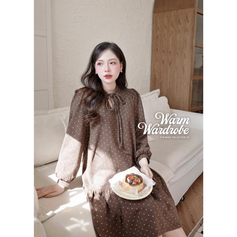   NEW T12  Váy Len Babydoll Cổ Tàu Lông Cừu Mềm Nhẹ Giữ Nhiệt Tốt Tôn Da - JTVB215 