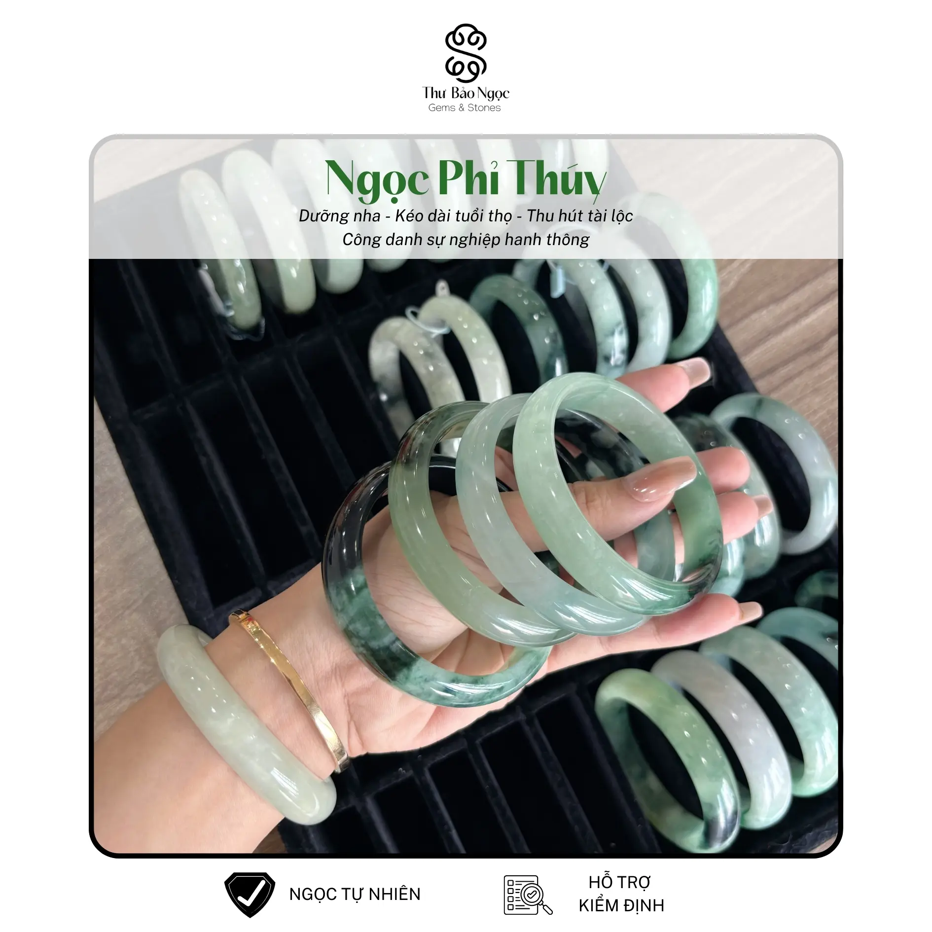 LIVE - Vòng Tay Ngọc Phỉ Thuý Tự Nhiên Cao Cấp - THƯ BẢO NGỌC