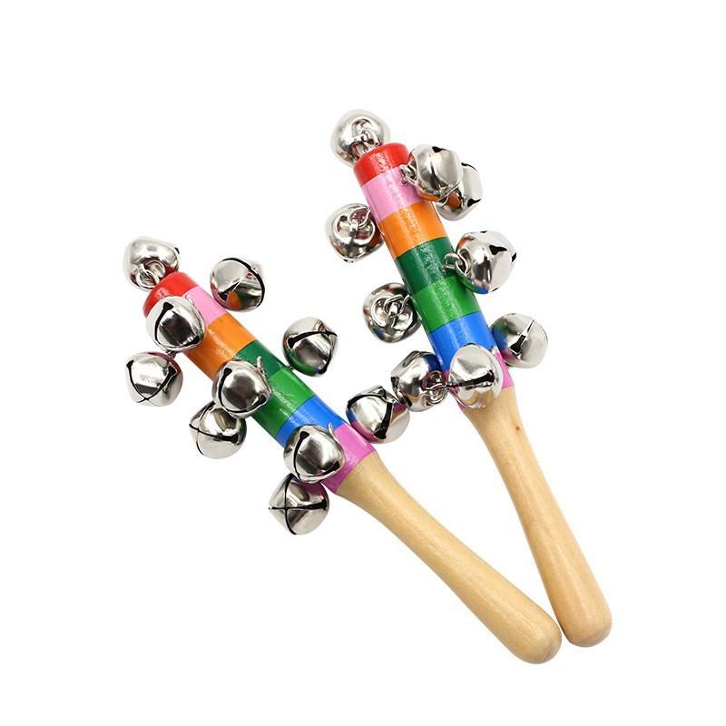 Wooden Colorful Bell Rainbow Hand Bell Infant Musical Instrument ...