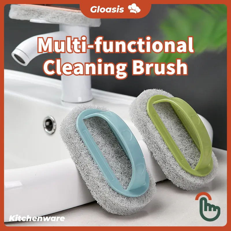 Multi-functional Cleaning Brush, Strong Stain Removal Scrubber, Durable Handle Bathtub Brush, Tile Cleaning Tool, Magic Sponge Scrubber, Suitable For Kitchen And Home Use, Kitchenware For Home Use Household Plastic
