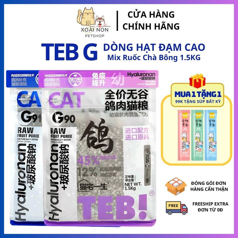  Hạt TEB G không độn ngũ cốc ,có men vi sinh dành cho mèo mọi lứa tuổi - Xoài Non Petshop 
